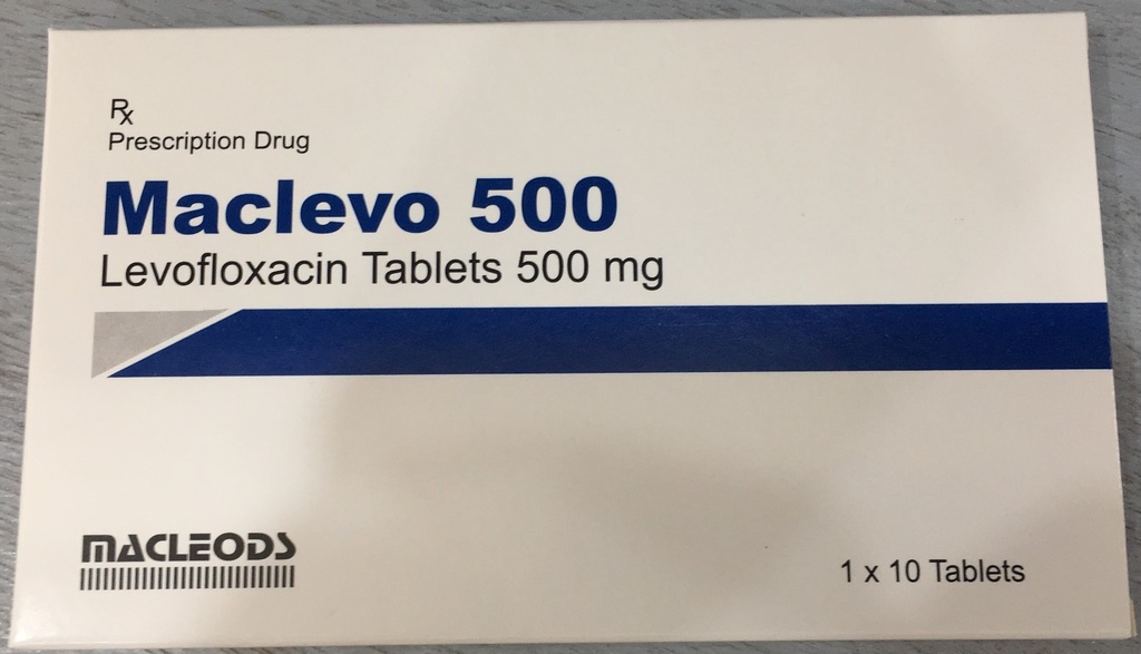 Maclevo 500 levofloxacin 500mg Ấn Độ (H/10v) Date 07/2027
