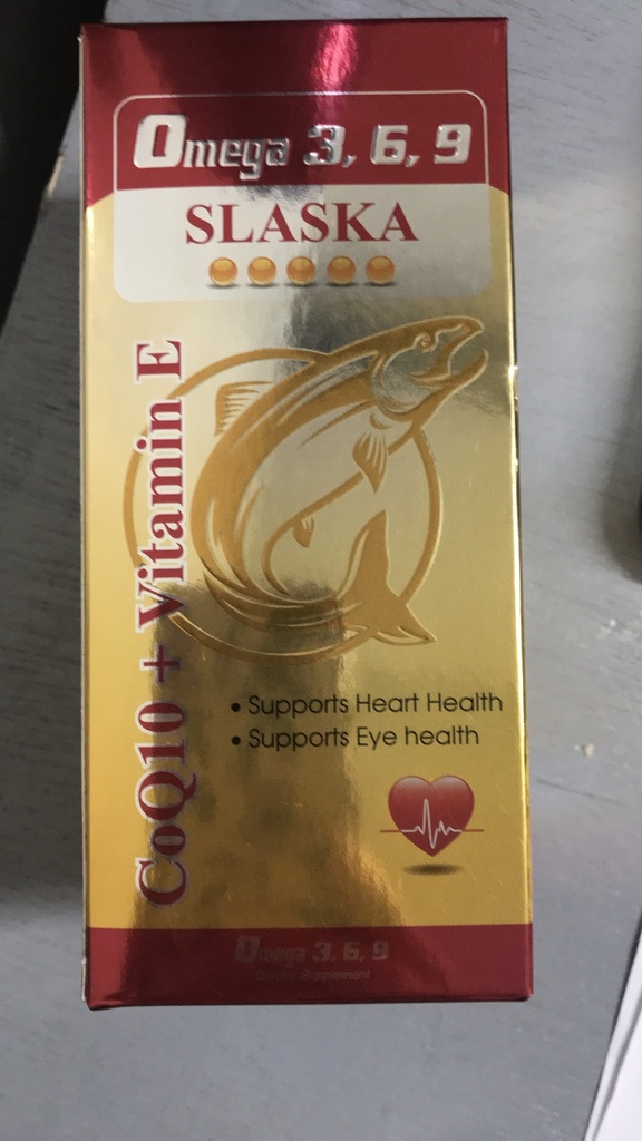 Slaska omega 3 6 9 CoQ10+Vitamin E Akopha (Lọ/100v) vàng đỏ