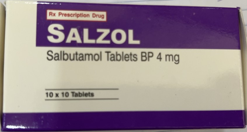 Salzol salbutamol 4mg Ấn Độ (H/100v) Date 05/2026