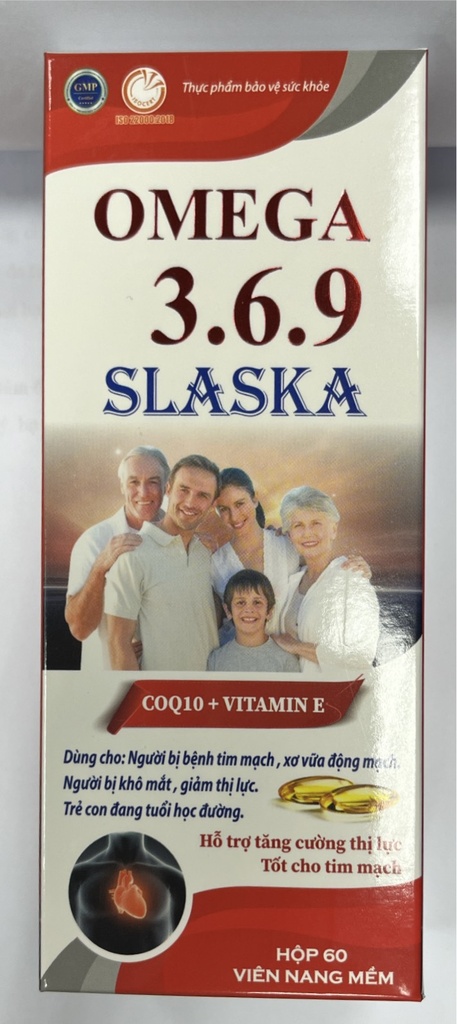 Slaska Omega 369 CoQ10 + Vitamin E Akopha Pháp (Lọ/60v) Đỏ Trắng