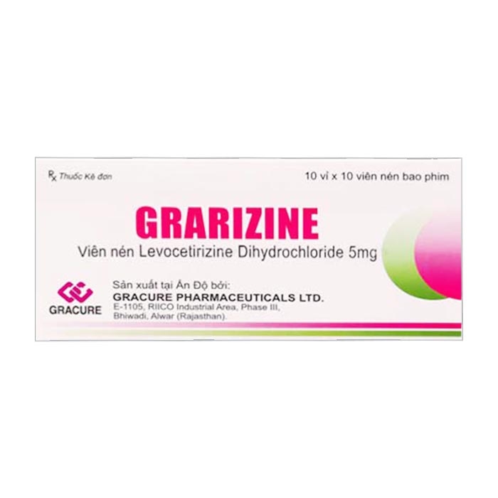 Grarizine levocetirizine 5mg Ấn Độ (H/100v) 