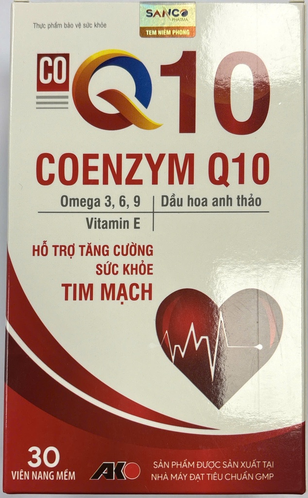 Coenzym Q10 hỗ trợ tăng cường sức khỏe tim mạch Akopha Pháp (H/30v)