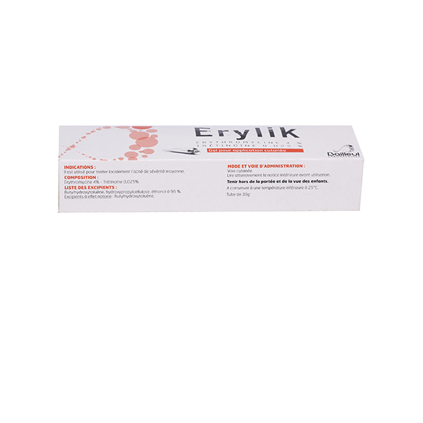 Erylik Erythromycin gel trị mụn Pháp (Tuýp/30g) date 09/2026
