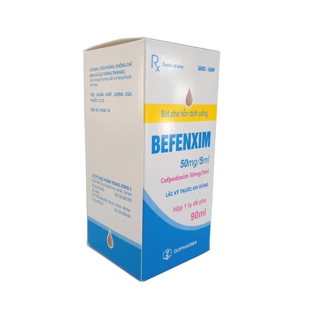 Befenxim Cefpodoxim 50mg/5ml Dopharma (Lọ/90ml) Date 07/2027