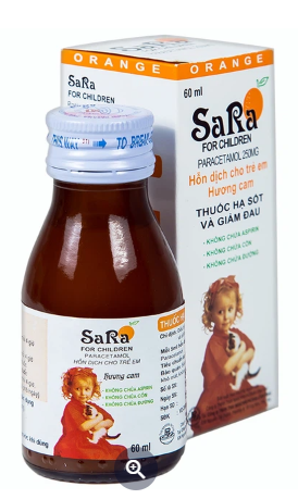Sara Paracetamol 250mg Thai Nakorn Patana hương cam (Lọ/60ml)