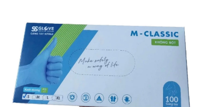 Găng tay cao su y tế M Classic size S không bột SSGlove (H/100c) Màu xanh