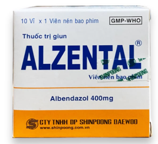  Alzental Albendazol 400mg Hàn Quốc (H/10v) Hộp to 