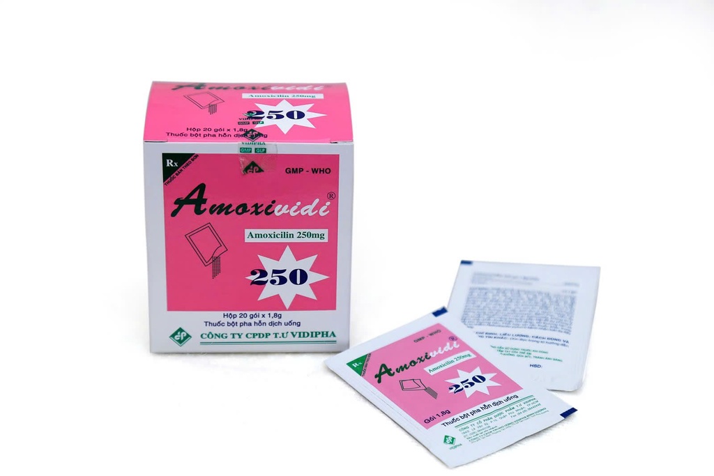 Amoxividi Amoxicilin 250mg gói Vidipha (H/20gói/1.8g)