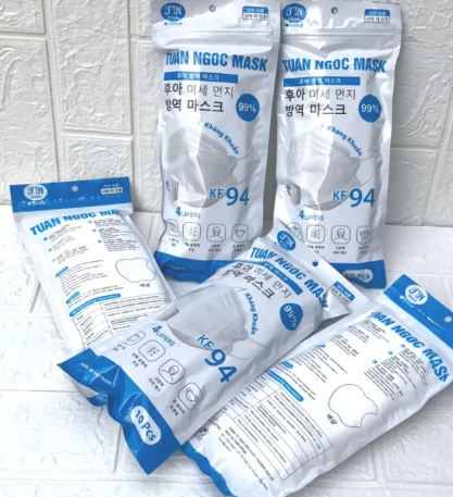 Khẩu trang KF94 Tuấn ngọc màu xám (Gói/10 chiếc)