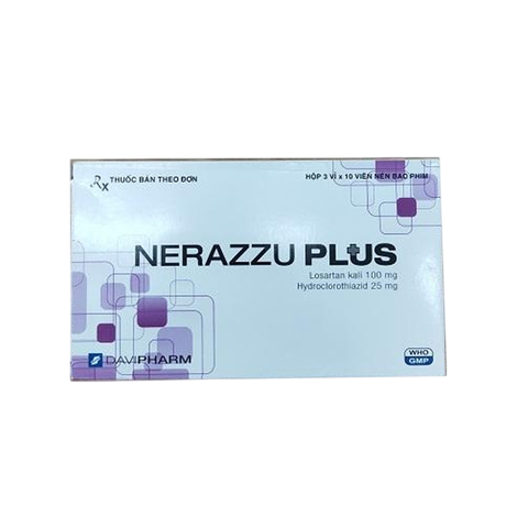 Nerazzu Plus Losartan 100mg & Hydroclorothiazid 25mg Plus (Hộp/30v) Date 11/2027