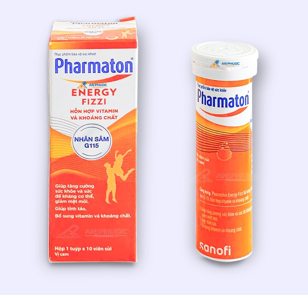 Sủi Pharmaton Energy Fizzi Nhân Sâm Sanofi(Tuýp/10v) Date 07/2027
