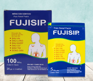 Fujisip cao dán giảm đau Thiên ân 7.5cm x 10cm (1gói/5miếng) màu vàng 