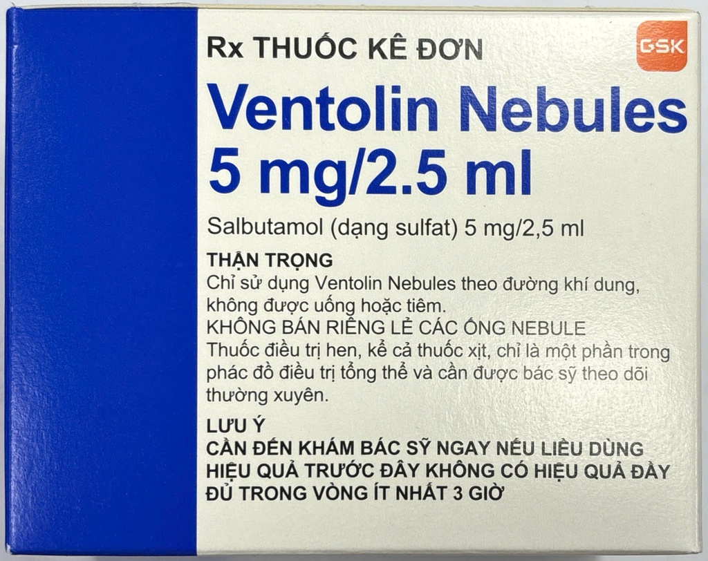 Ventolin Nebules Salbutamol 5mg/2.5ml GSK (H/4v/5o) 