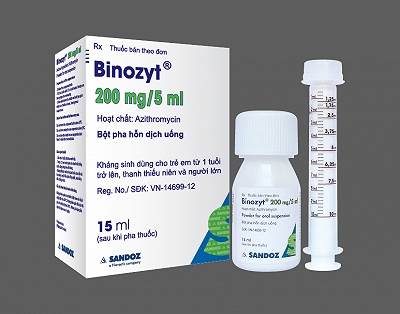 Binozyt Azithromycin 200mg/5ml Sandoz (Lọ/15ml) date 03/2026