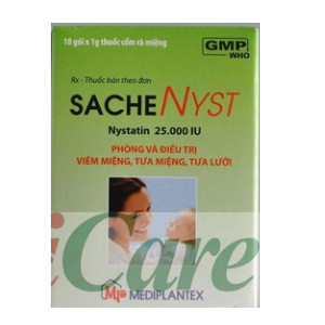 Sache Nyst Nystatin 25.000 IU Mediplantex (H/10gói/1g) date 11/2027