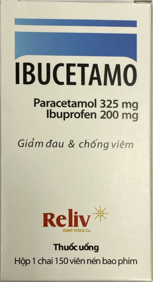 Ibucetamo Paracetamol Ibuprofen 325/200mg Reliv (Lọ/150v)