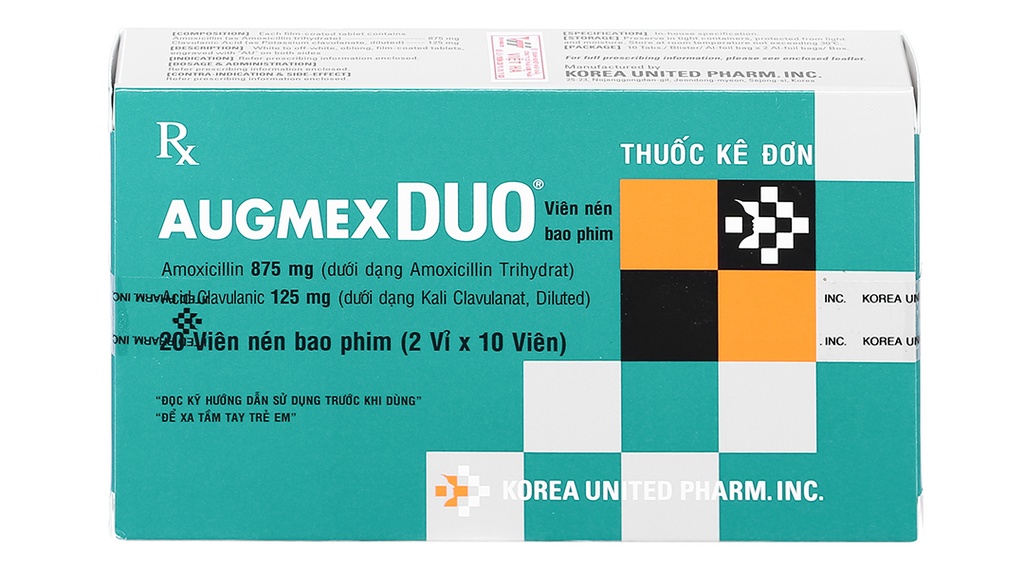 [T07177] Augmex Duo 875mg/125mg Hàn Quốc (H/20v)