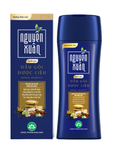 [T09576] Dầu gội nguyên xuân hương thảo mộc Hoa Linh (xanh than) (Chai/275ml) chai bé