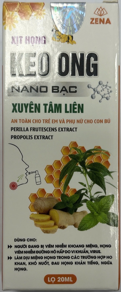 [T11129] Xịt họng keo ong nano bạc xuyên tâm liên (H/20ml)