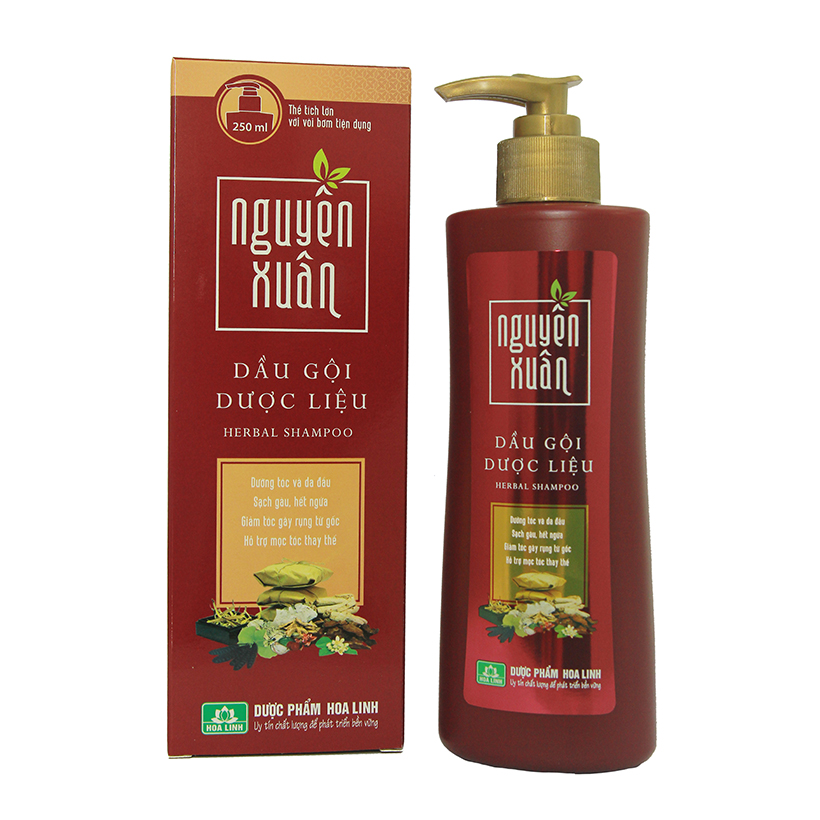 [T11484] Dầu Gội Dược Liệu Nguyên Xuân Đỏ có vòi Hoa Linh (Chai/450ml) chai to