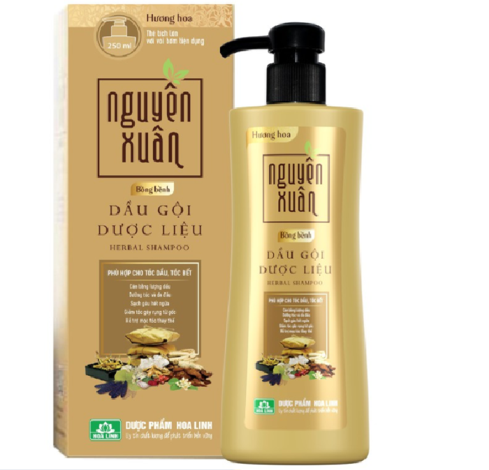 [T11485] Dầu gội Nguyên Xuân Bồng Bềnh Vàng Hoa Linh Có Vòi (C/520g) chai to