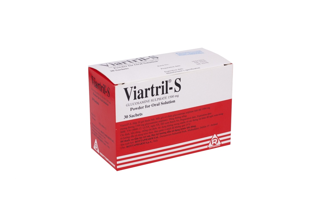 [T00250] Viartril S Glucosamine 1500mg Rottapharm Ireland (H/30gói/1.5g) 