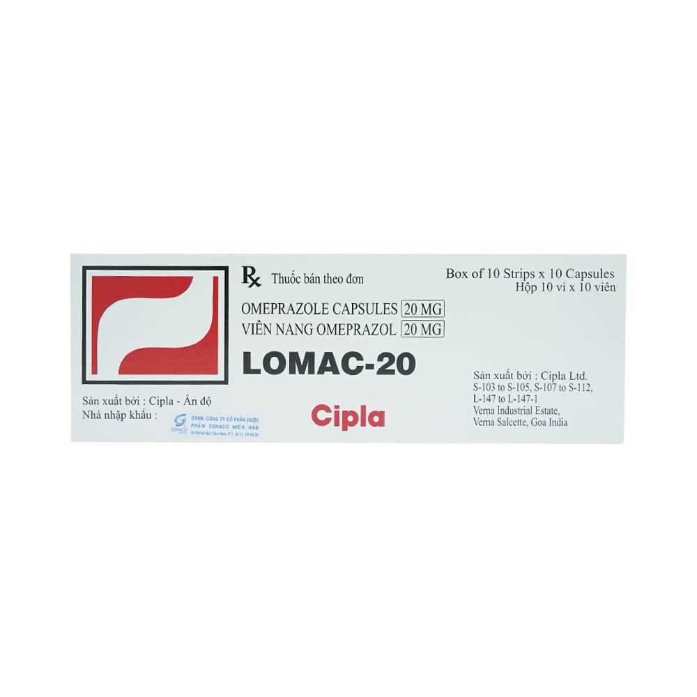 [T00657] Lomac Omeprazol 20mg Cipla Ấn Độ (H/100v) Date 12/2026