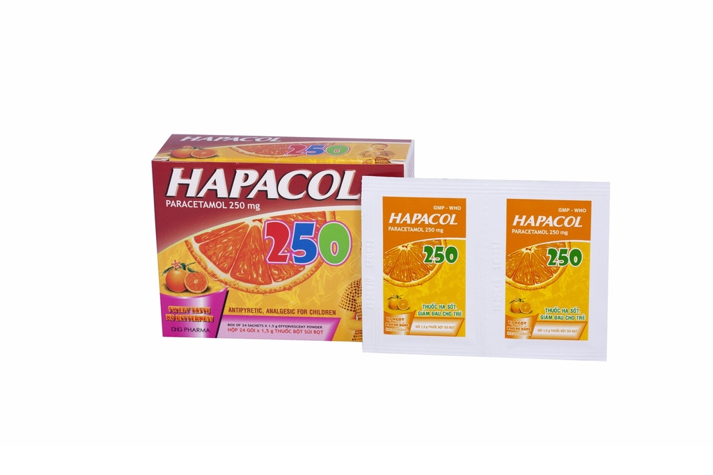 [T01277] Hapacol 250mg DHG Hậu Giang (H/24gói/1.5g) 