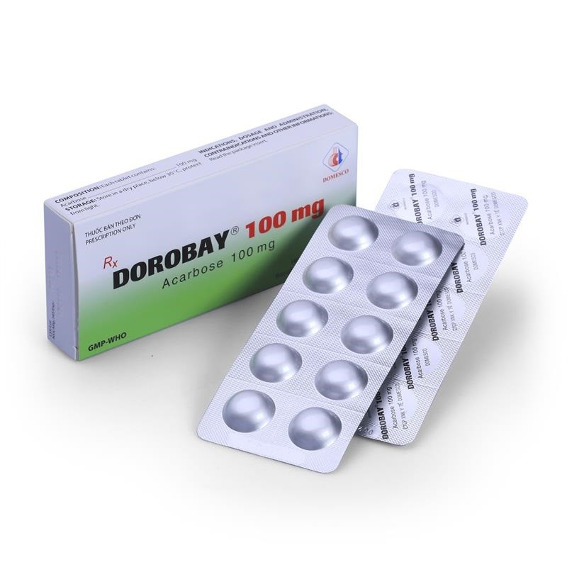 [T01936] Dorobay Acarbose 100mg Đồng Tháp (H/30v)