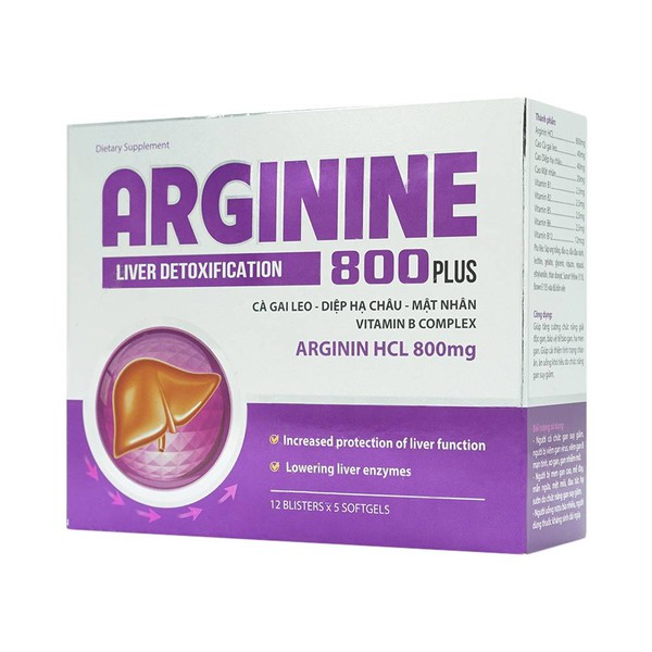 [T02685] Arginine 800 Plus Arginin HCL 800mg Akopha Pháp (H/60v) Tím