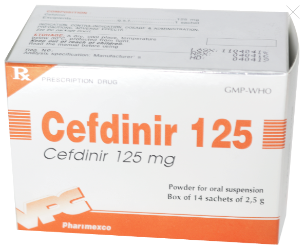 [T03842] Cefdinir 125mg Pharimexco (H/14g/2.5g) Date 06/2026