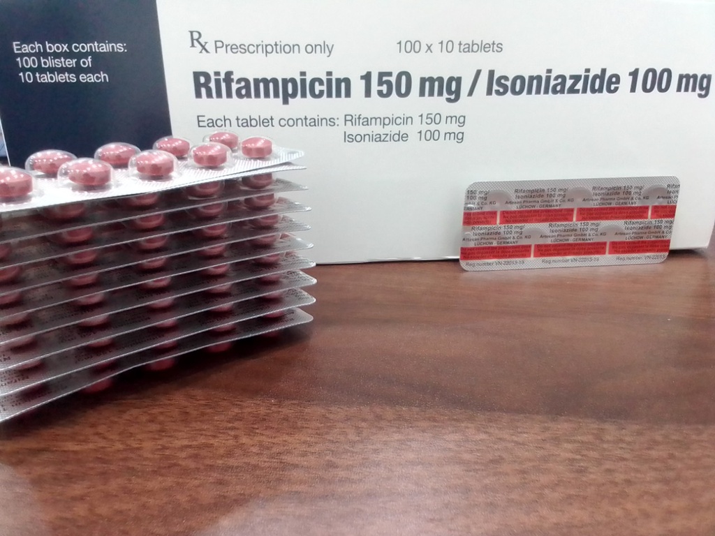 [T04433]  Rifampicin 150mg & Isoniazide 100mg Artesan Đức (Vỉ/10v) Date 06/2026