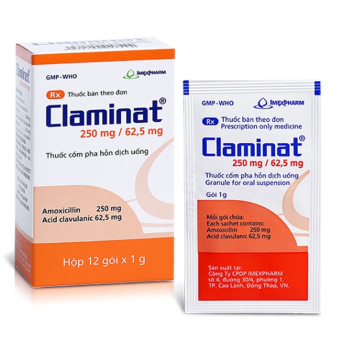 Claminat 250mg/62.5mg Imexpharm (H/12gói/1g) Date 11/2026