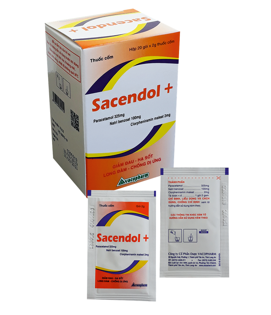 Sacendol + paracetamol 325mg Vacopharm (H/20gói/2g) Date 06/2027