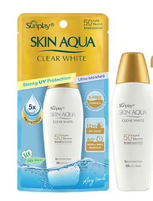 Sunplay Skin Aqua clear white sữa chống nắng dưỡng da trắng mịn Rohto (Lọ/25g) nắp vàng
