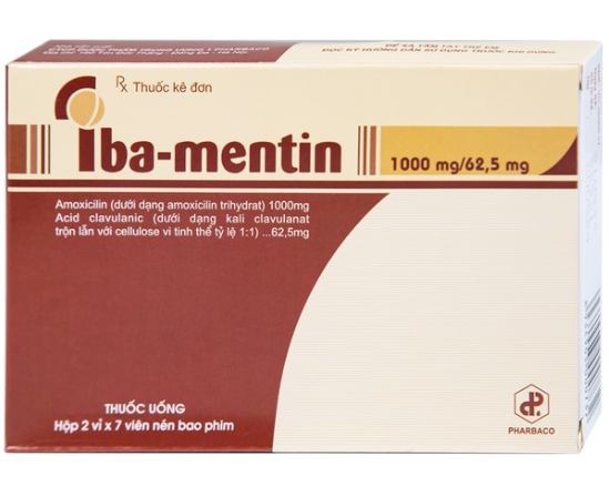 Iba mentin 1000mg/62.5mg Pharbaco (H/14v) Date 07/2027