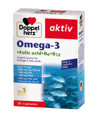 Omega 3 + Folic acid + B6+B12 Doppel herz Aktiv (H/30v)