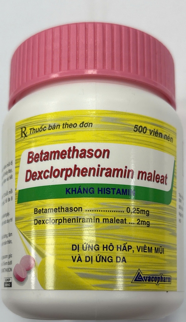 Betamethson Dexclorphrniramin maleat Vacopharm (Lọ/500v)
