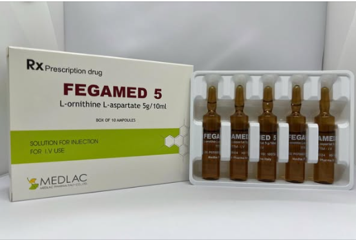 Fegamed 5 L- Ornithin L- Aspartat 5g/10ml tiêm Medlac (H/10o)
