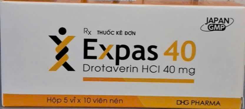 Expas Drotaverin 40mg DHG Hậu Giang (H/50v) Hộp bé