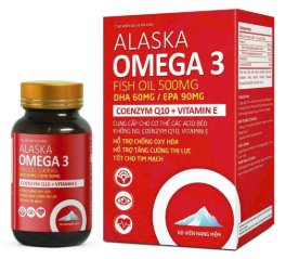 Alaska Omega 3 Fish Oil 500mg Akopha Pháp (H/60v) Đỏ