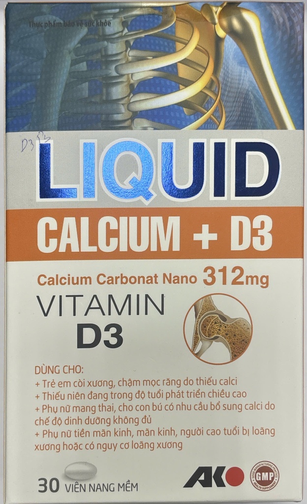Liquid Calcium + D3 Akopha (Lọ/30v) màu trắng cam