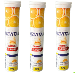 Viên sủi KIZVITAM ORANGE FLAVOUR (T/20v) Date 04/2027