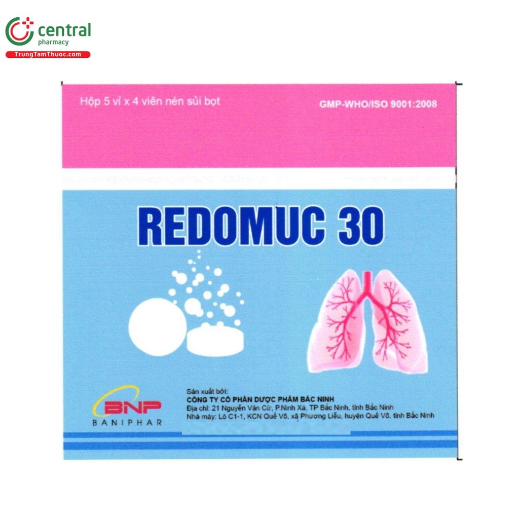 Redomuc Ambroxol 30mg viên sủi Baniphar (H/20v) date 10/2026