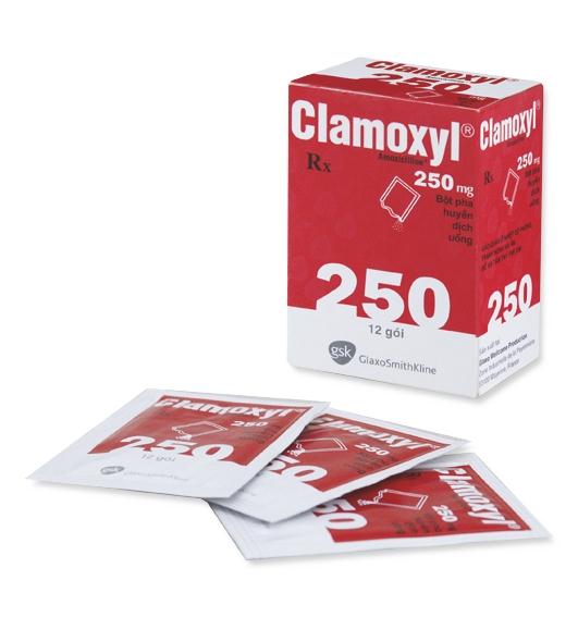 Clamoxyl Amoxicilin 250mg GSK (H/12gói) date 05/2027