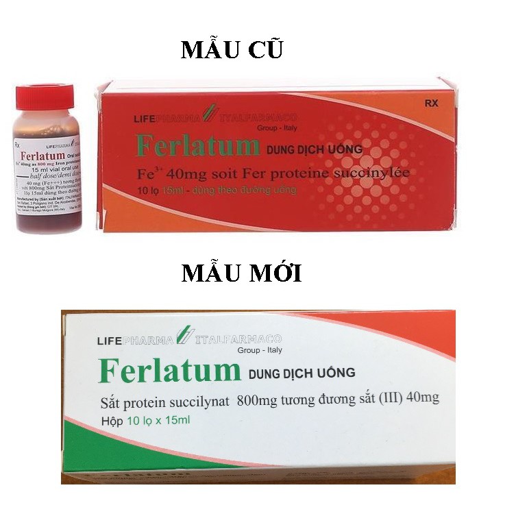 Ferlatum thường Sắt 40mg dung dịch uống Ý (H/10lọ/15ml) Date 11/2027