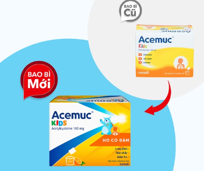 Acemuc Kids Acetylcysteine 100mg Sanofi (H/30gói) Date 12/2027