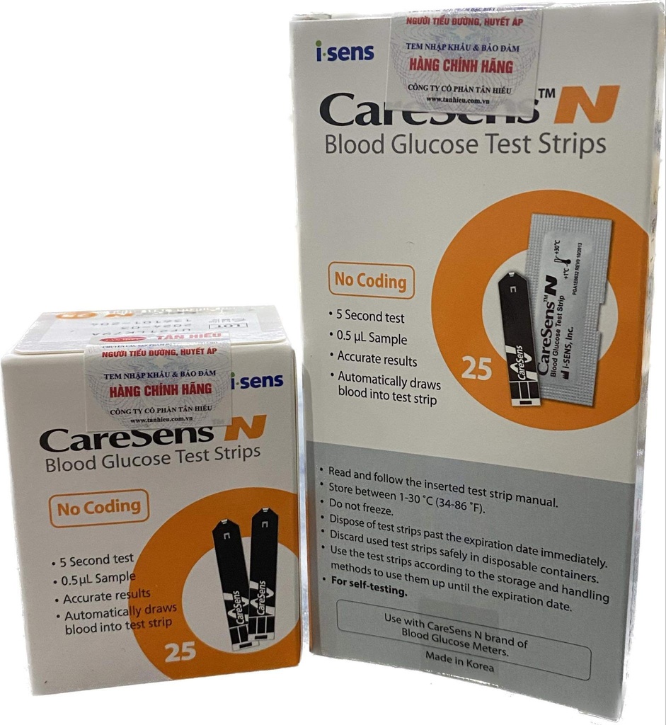 Que Thử Đường Huyết vỉ Caresens N (H/25que) Date 04/2027