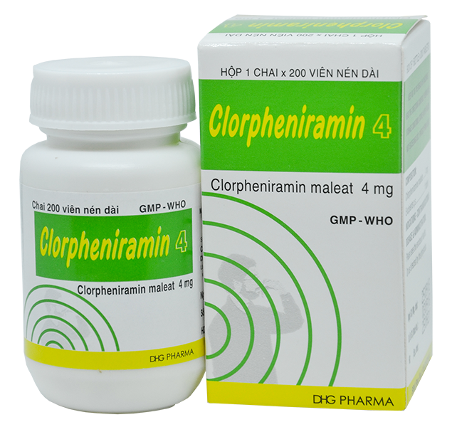 Clorpheniramin 4mg DHG Hậu Giang (Lọ/200v) Date 12/2027