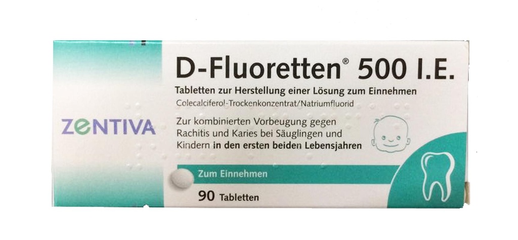 Vitamin D Fluoretten 500 IE  Đức (H/90v) Date 05/2026